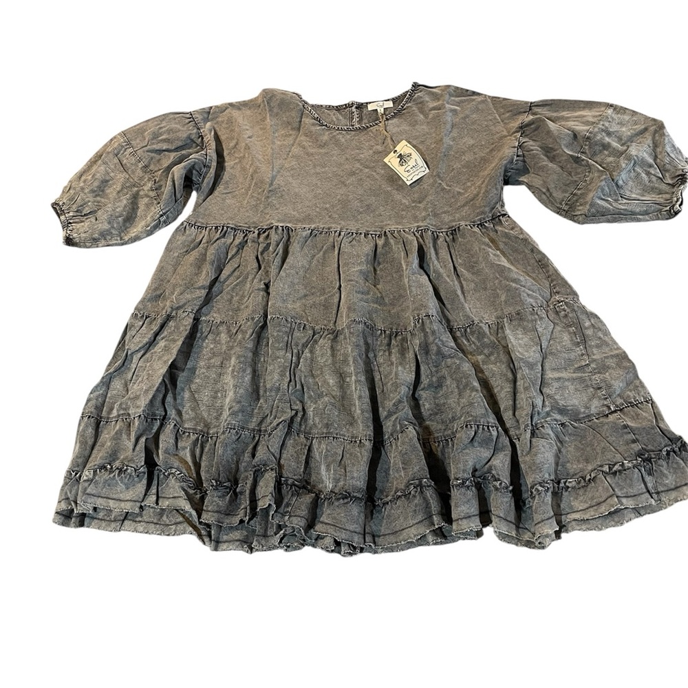Easel Women's Oversized Mini Dress in Charcoal Gray